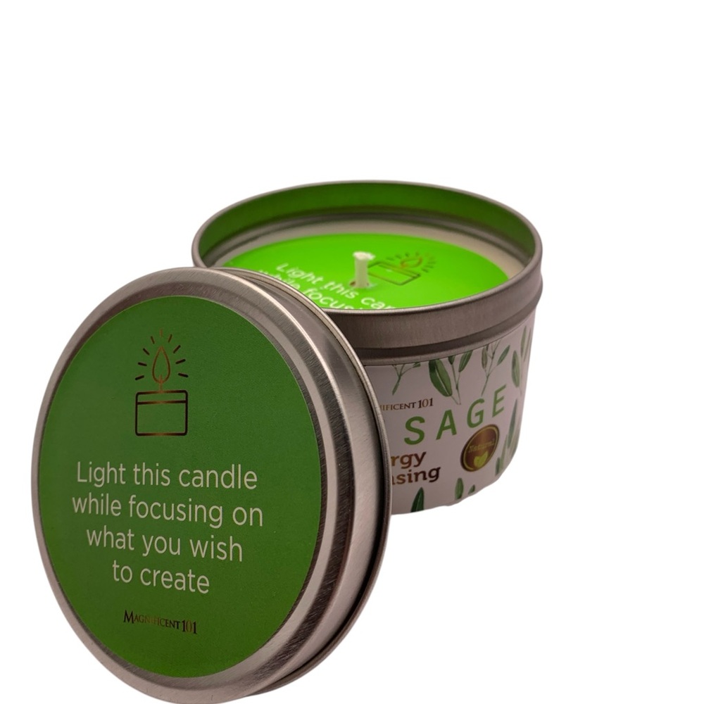 Long Lasting Pure Sage Smudge Candle | 6 Oz - 35 Hour Burn Time | Soy Wax Candle